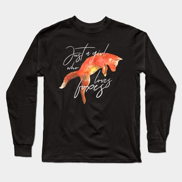 Just a Girl Who Loves Foxes Art Fox Lover Long Sleeve T-Shirt by JaydeMargulies